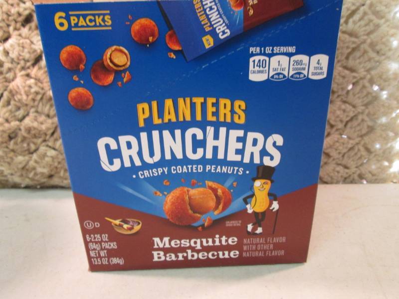 lot 185 image: Box with 6 Bags of Planters Crunche...