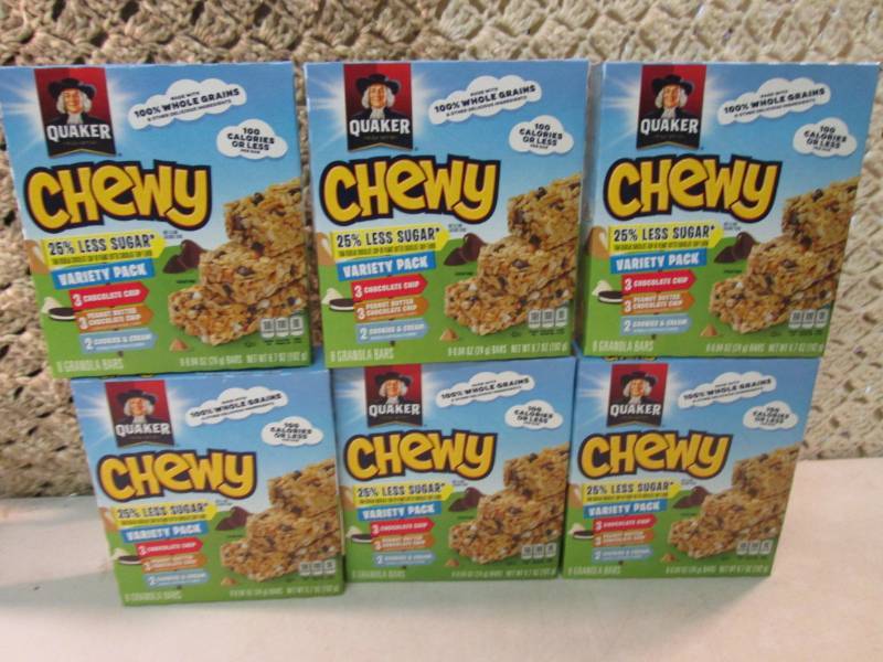 lot 202 image: 6 Boxes of Quaker Chewy Variety Pac...