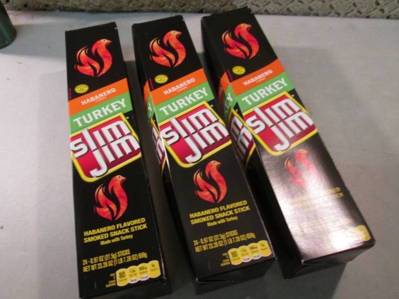 lot 218 image: 3 Boxes of 24 each Slim Jim Snack S...