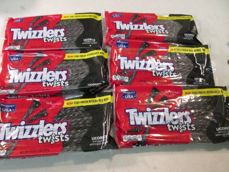 lot 253 image: 6 Packs of Twizzlers Twists Black L...