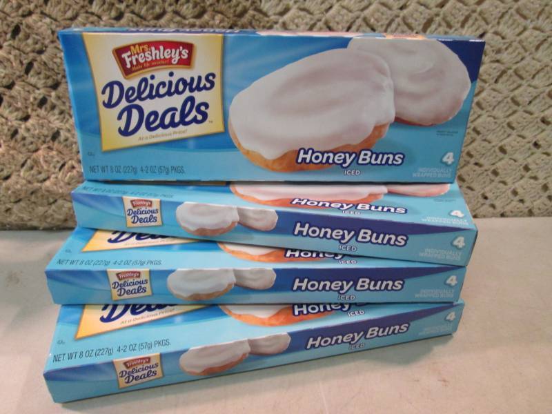 lot 266 image: 4 Boxes of Iced Honey Buns Best by ...