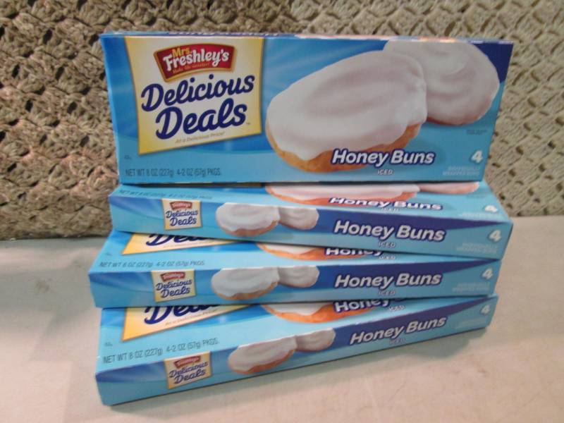 lot 267 image: 4 Boxes of Iced Honey Buns Best by ...