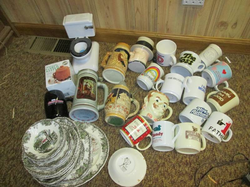 lot 63 image: Serving set, steins and mug collect...