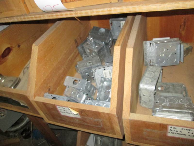 lot 136 image: Wood boxes of electrical equipment...