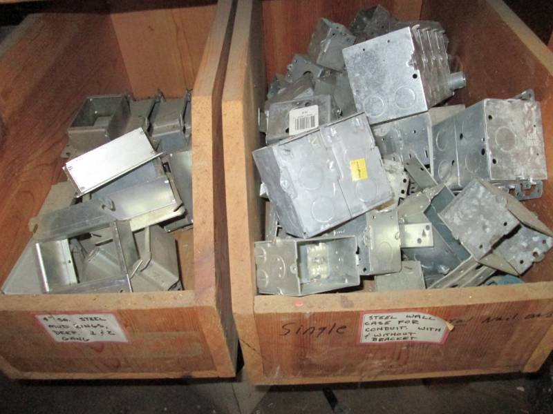 lot 137 image: Wood boxes of electrical equipment...