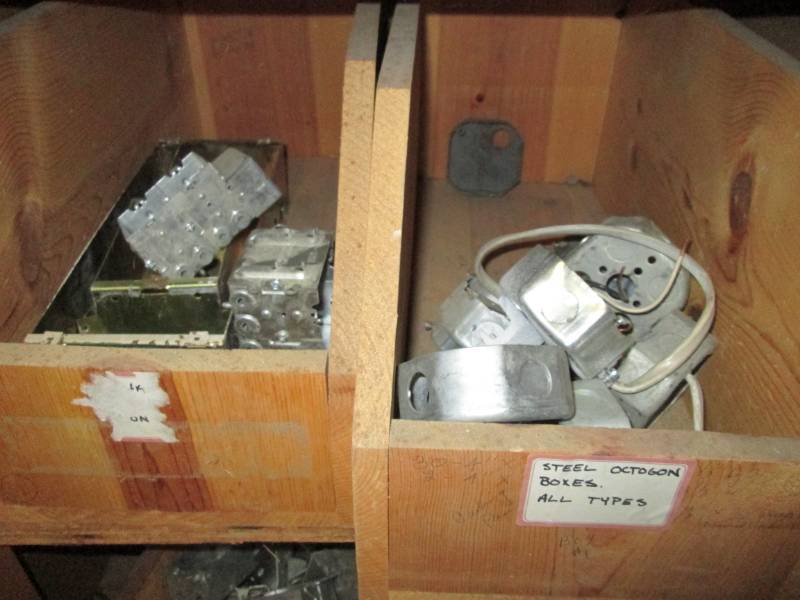 lot 139 image: Wood boxes of electrical equipment...