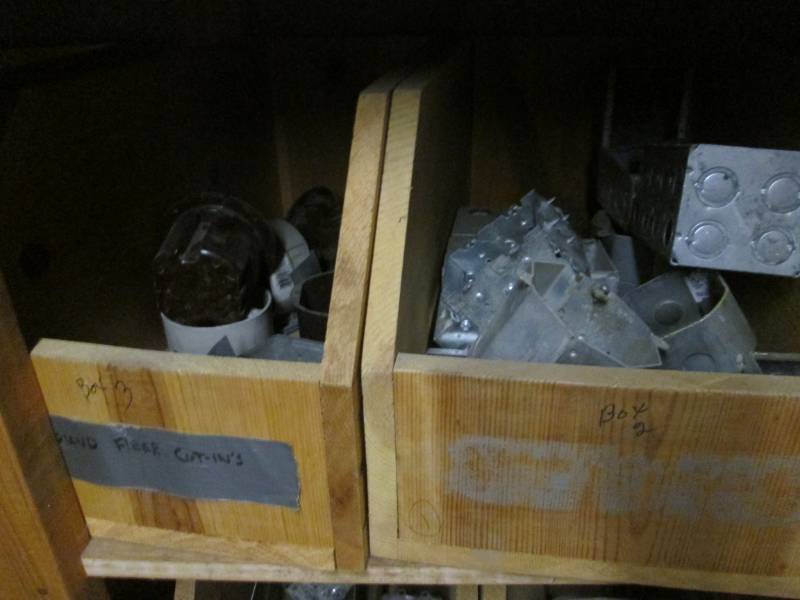 lot 140 image: Wood boxes of electrical equipment...