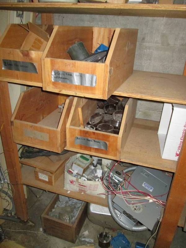 lot 146 image: Lot of electrical supplies in woode...