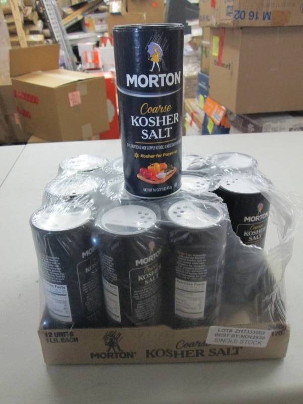 lot 49 image: Case of 12 Morton 1lb Shaker Contai...