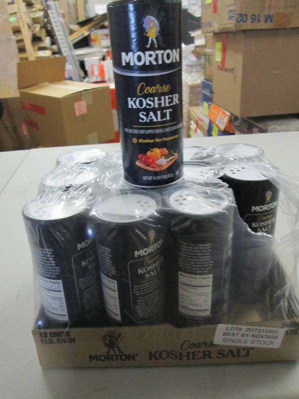lot 50 image: Case of 12 Morton 1lb Shaker Contai...