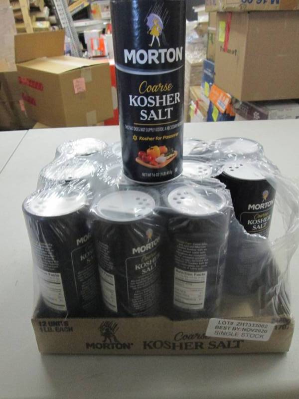 lot 52 image: Case of 12 Morton 1lb Shaker Contai...