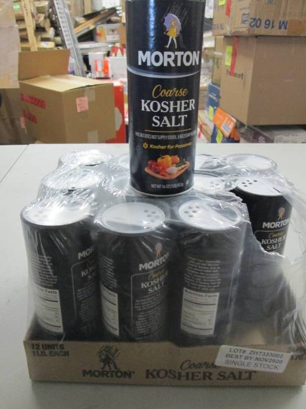 lot 53 image: Case of 12 Morton 1lb Shaker Contai...