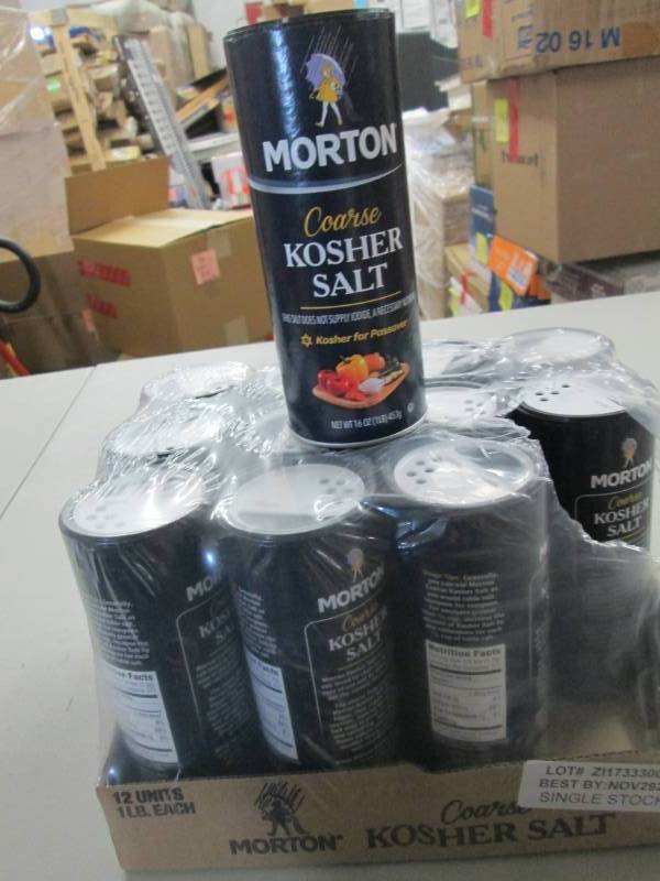 lot 54 image: Case of 12 Morton 1lb Shaker Contai...