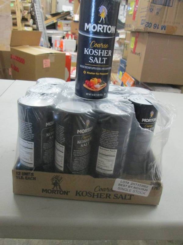 lot 57 image: Case of 12 Morton 1lb Shaker Contai...