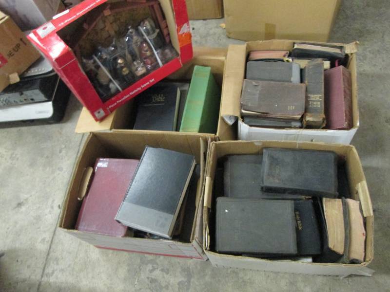 lot 126 image: 4 Boxes of Assorted Bibles plus Nat...