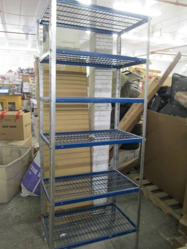 lot 127 image: 6 Foot 6 Shelf Metal Shelving Unit...
