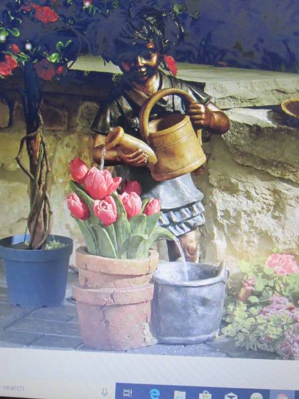 lot 172 image: Girl Watering Tulips Fountain open ...