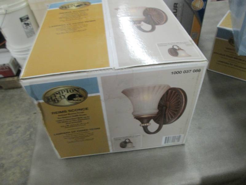 lot 222 image: Hampton Bay Reims Sconce Antique Br...