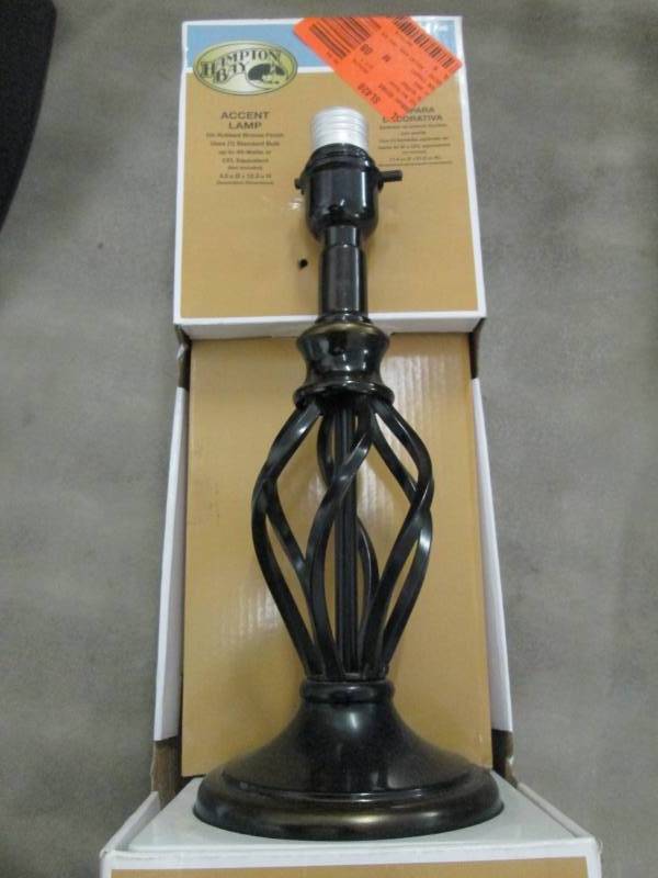 lot 258 image: Hampton Bay Accent Lamp Retail $38....