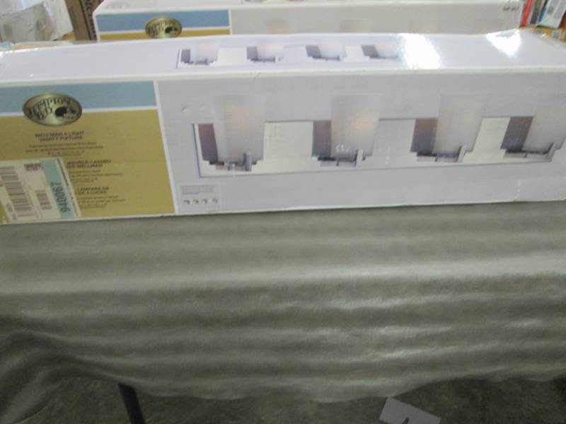lot 302 image: Hampton Bay Wellman 4-Light Polishe...