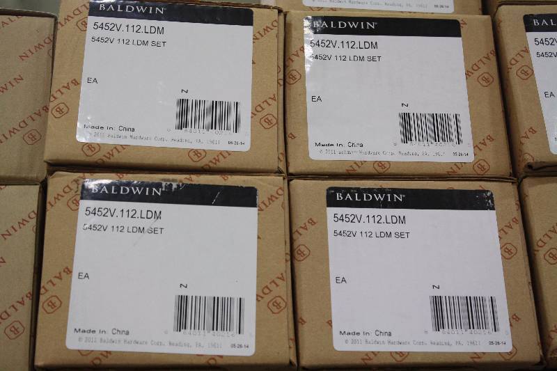 lot 55A image: Baldwin 5452V.112.LDM Solid Brass Door Lever - New 3 Sets $190 Value