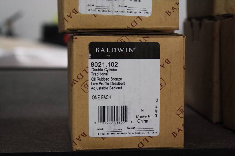 lot 58A image: Baldwin Hardware 8021.102 Deadbolt Lock- 2 Sets $170 Value