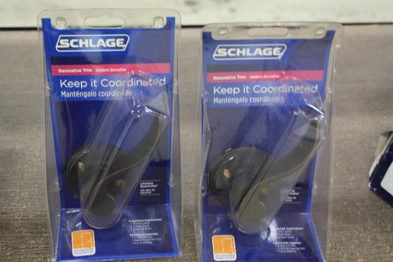 lot 95A image: Schlage F170ACC716LH F170 Acc 716 LH Accent Left Hand Dummy Lever, Standard, Aged Bronze - New 2 Sets $45 Value