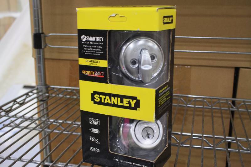 lot 84 image: Stanley Smart Key Deadbolt Chrome Set New