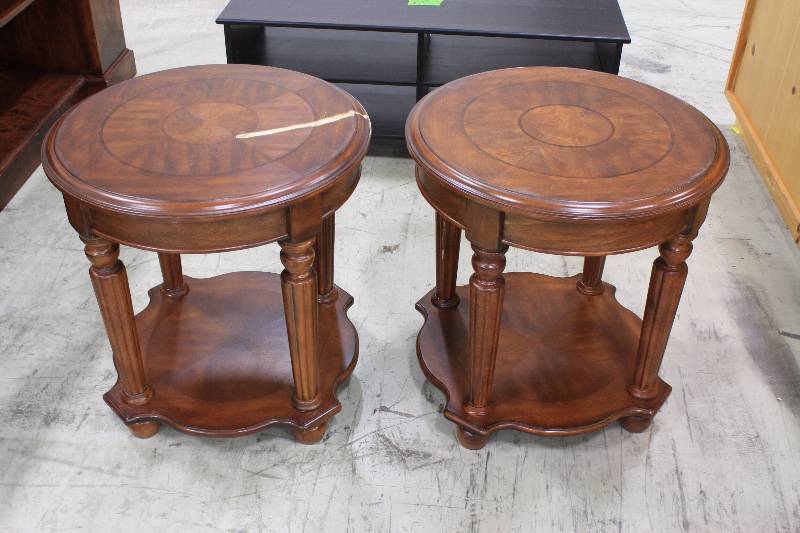 lot 186 image: Matching Solid Wood Side Tables