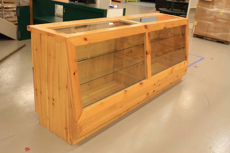 lot 3 image: Lighted Glass & Wood Display