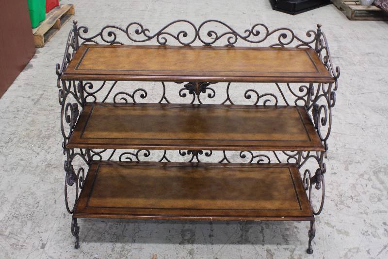 lot 43 image: Wrought Iron & Wood Shelf - Very High Quality