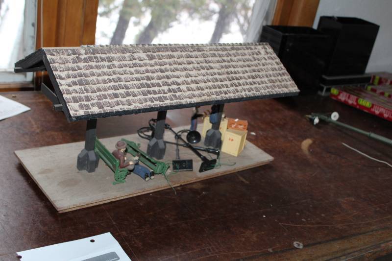 lot 458 image: G-Scale Model Train Station Platform with Figurines