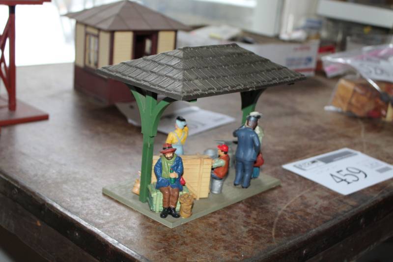lot 459 image: G-Scale Model Train Station Platform with Figurines