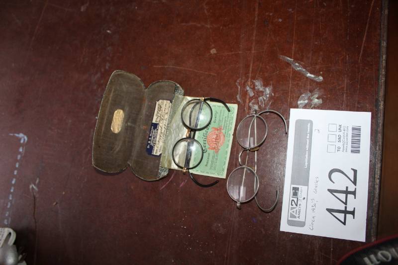 lot 442 image: Circa 1930s Reading Glasses with Cases