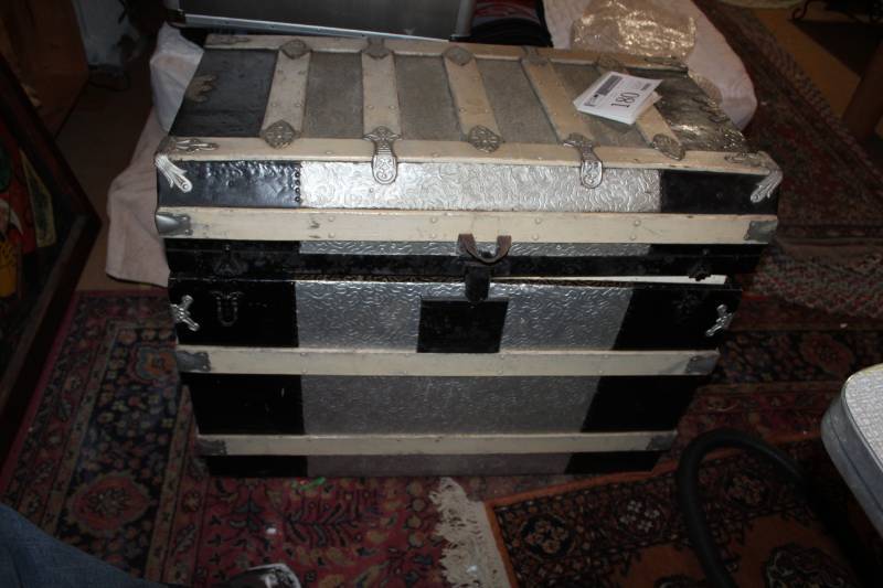 lot 180 image: Victorian Wood and Metal Chest