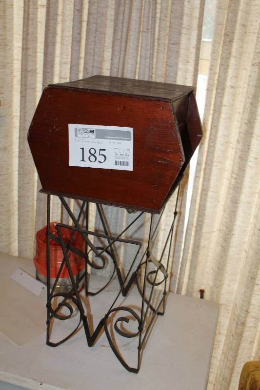 lot 185 image: Wood Side Table with Iron Legs