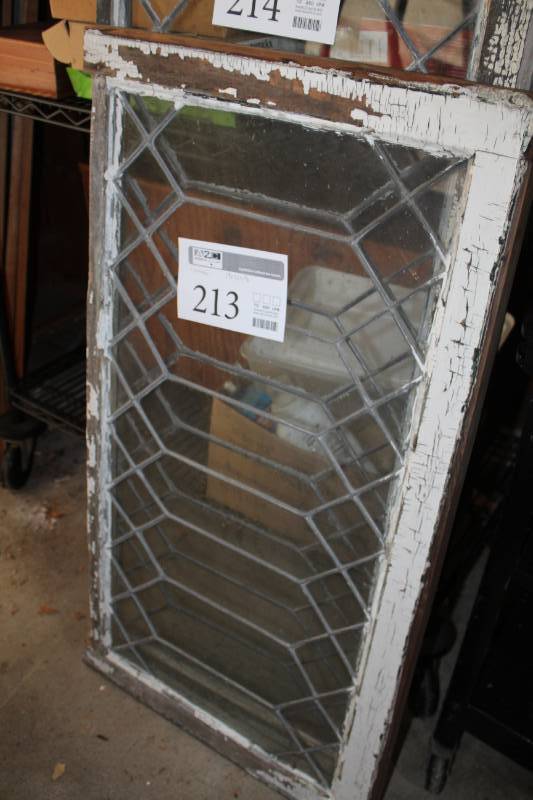 lot 213 image: House Window with Decorative Glass Pane