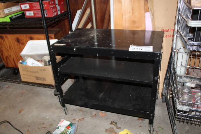 lot 220 image: Rolling Metal 3-tier Table