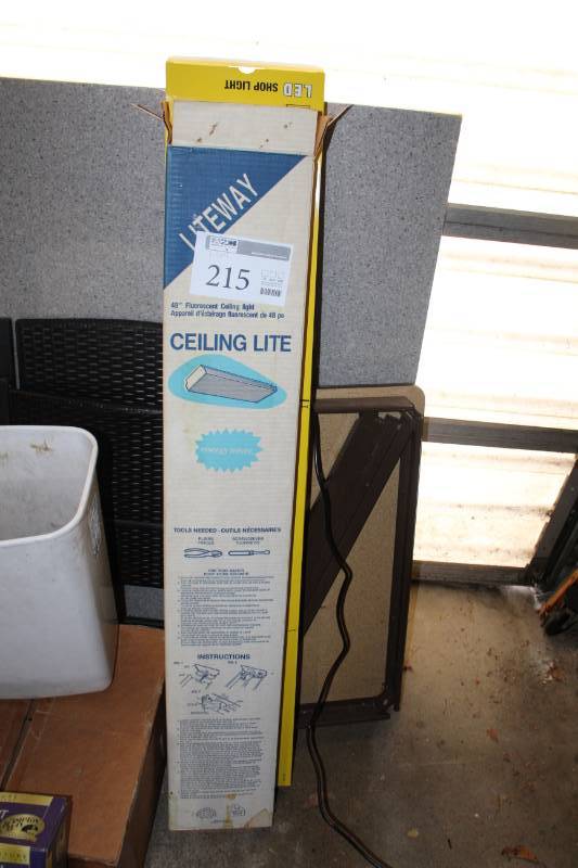 lot 215 image: Shop Lighting - 48in. Fluorescent Ceiling Lite, LED Shop Light