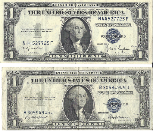 Two - Dollar Silver Certificates - 1935 D & 1935 F
