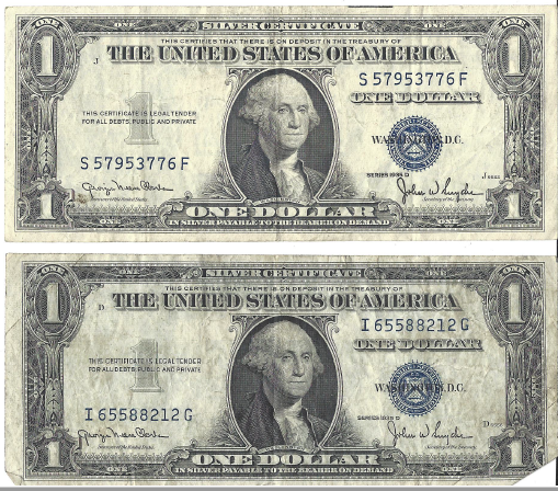Two - Dollar Silver Certificates - 1935 D & 1935 D