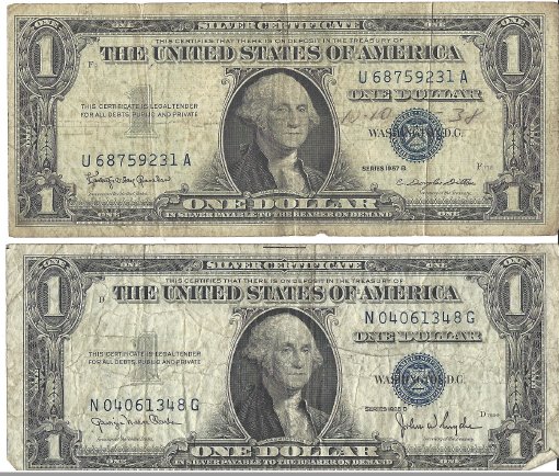 Two - Dollar Silver Certificates - 1935 B & 1935 D