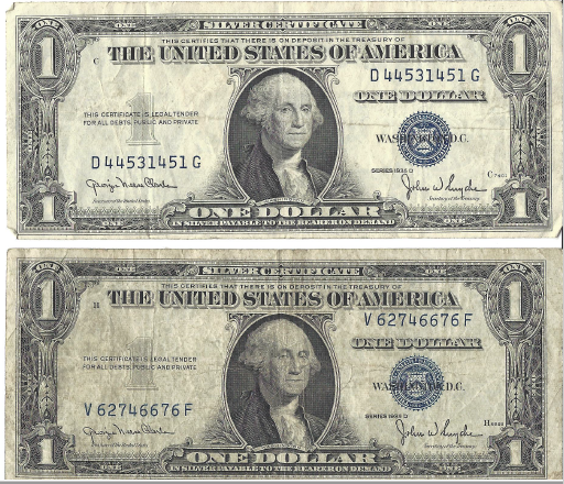 Two - Dollar Silver Certificates - 1935 D & 1935 D