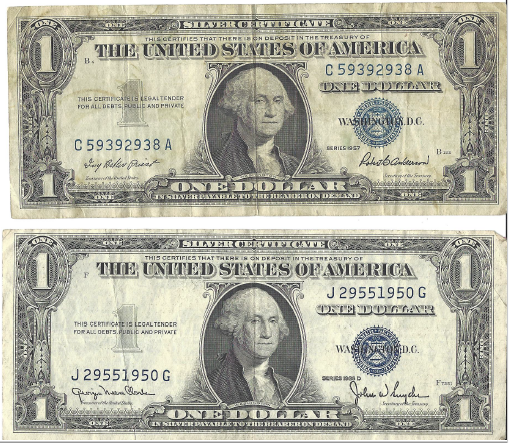 Two - Dollar Silver Certificates - 1957 & 1935 D