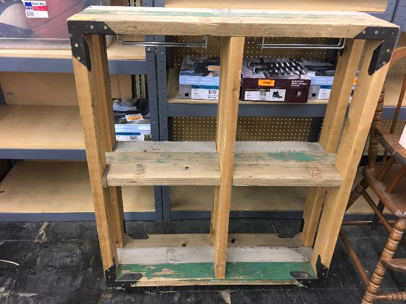 lot 24 image: Wooden Shelf W Wheels