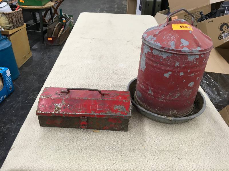 lot 28 image: Tool Box W Tools & Metal Container