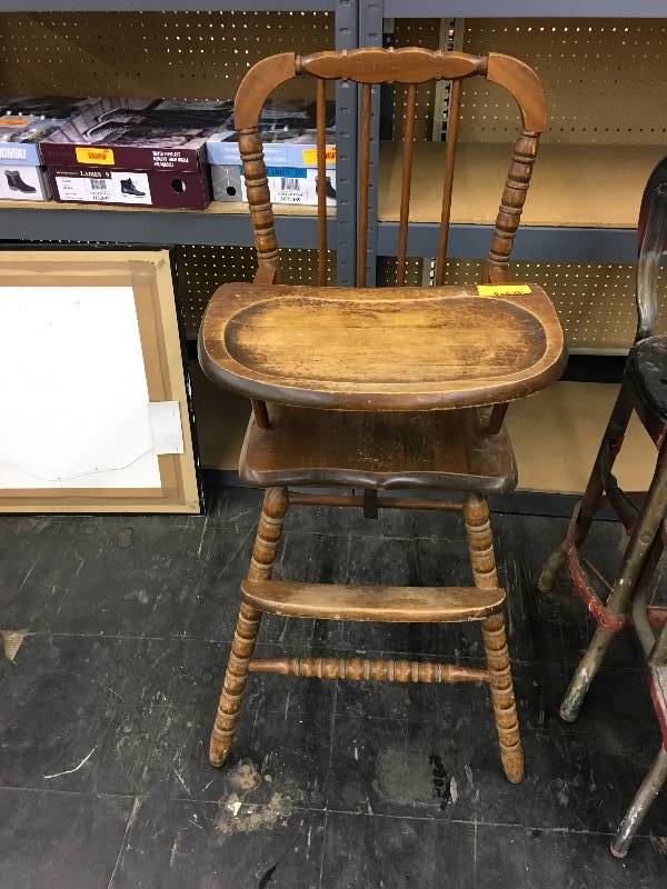 lot 33 image: Vintage Wooden High Chair