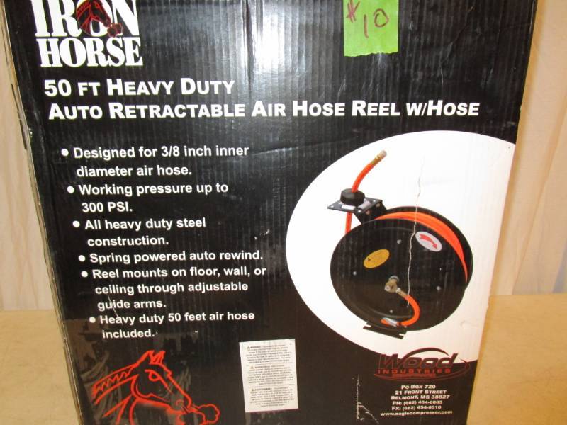 lot 10 image: Iron Horse Retractable Air Hose Reel with Hose