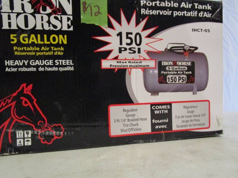 lot 12 image: Iron Horse 5 Gallon Portable Air Tank
