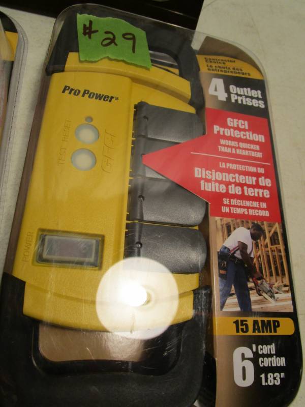 lot 29 image: Wood Pro Power Contractor 4 Outlet Surge Protector.